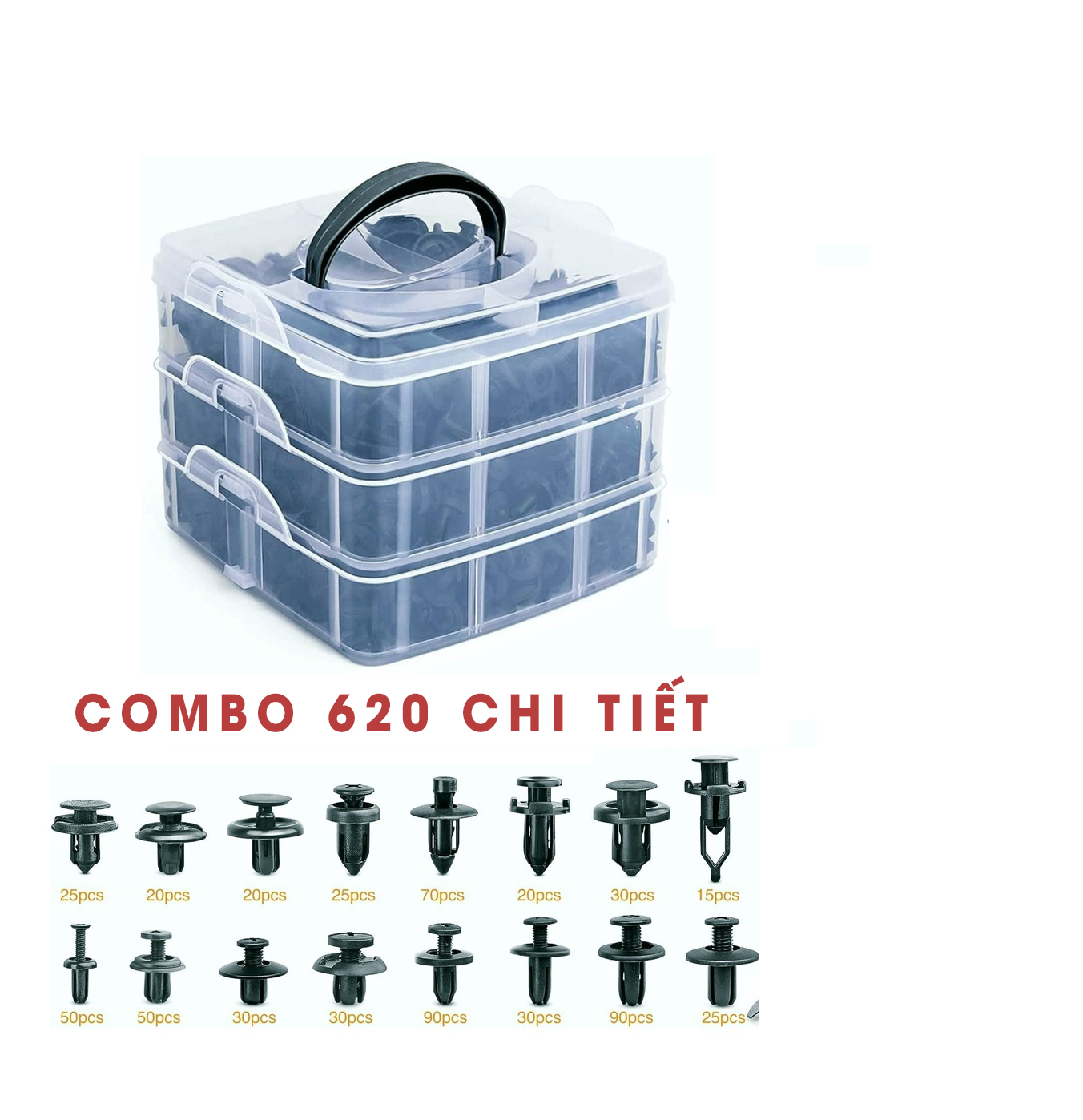 Bộ vít nhựa đa năng trên ô tô đinh lá 6mm lỗ nhựa đinh tán chốt vít xe dây kẹp dành cho xe mg, nissan toyota, kia