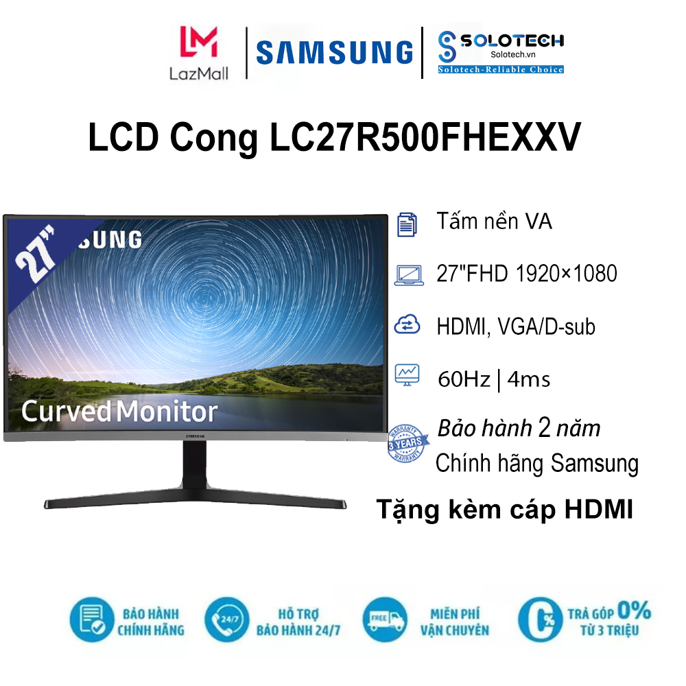 Màn hình máy tính lcd samsung cong lc27r500fhexxv 27″fhd 1920×1080/va/60hz/4ms - hàng chính hãng new 100%