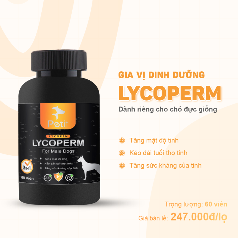LYCOPERM- VIÊN UỐNG DINH DƯỠNG vị THỊT NƯỚNG - Sinh tinh khoẻ cho chó đực