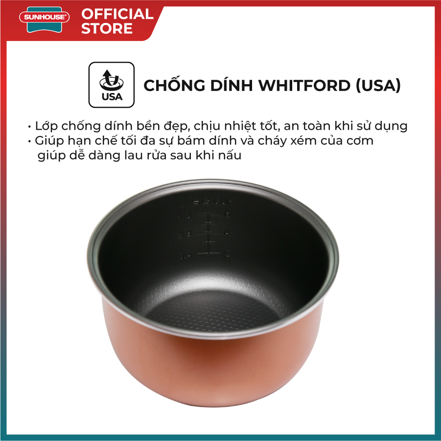 Nồi cơm điện 1.8L SUNHOUSE SHD8607W