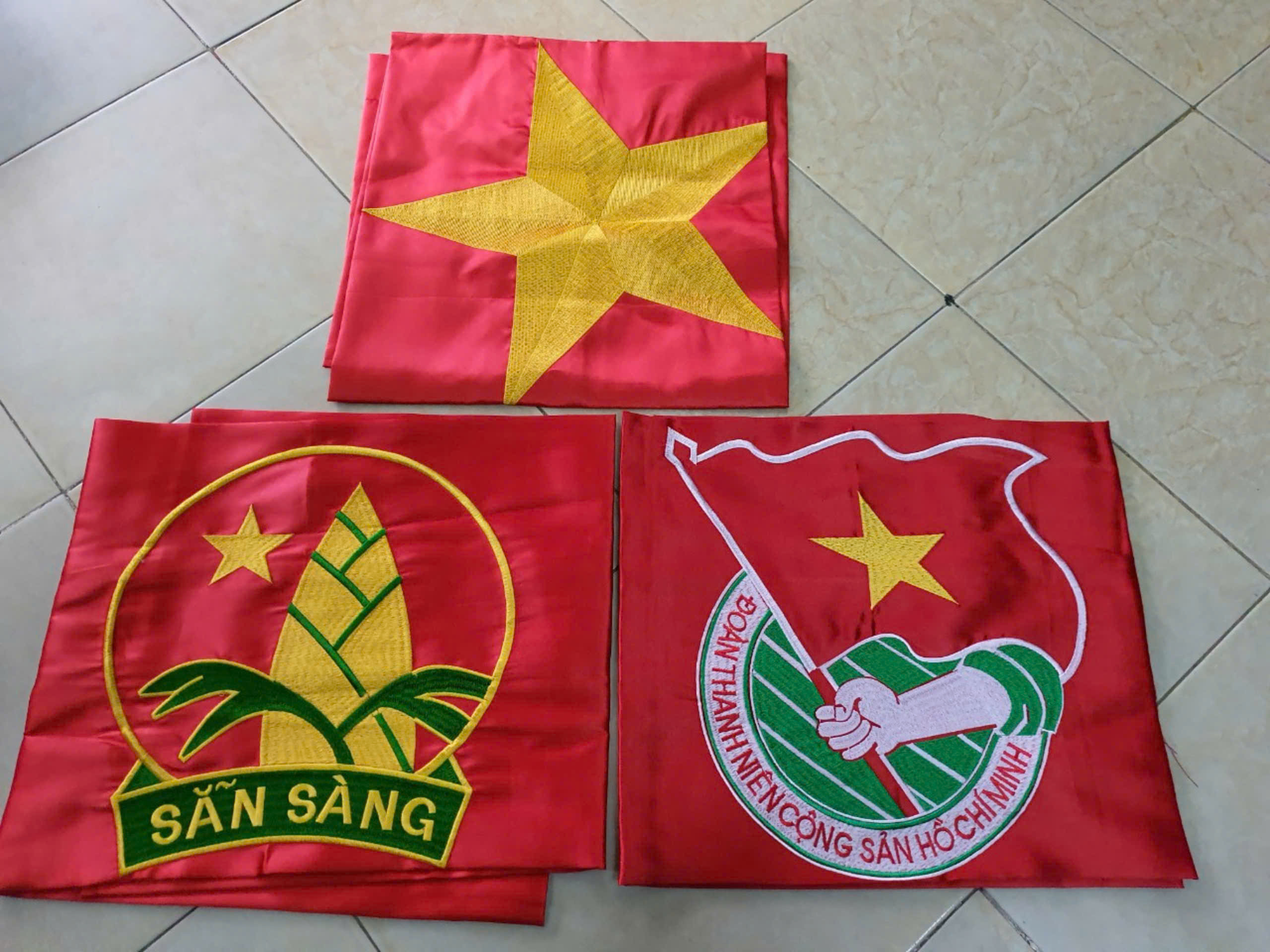 Cờ ĐỘI Thêu, cờ măng non thêu logo mới