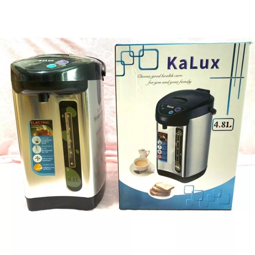Bình Thủy Điện Inox Kalux KL-048 Công suất lớn, Bình Đun Siêu Tốc chất liệu inox 304 không gỉ.tiết kiệm điện, Thiết kế hiện đại, cách nhiệt hoàn hảo phù hợp với người già trẻ nhỏ BH 12 tháng.