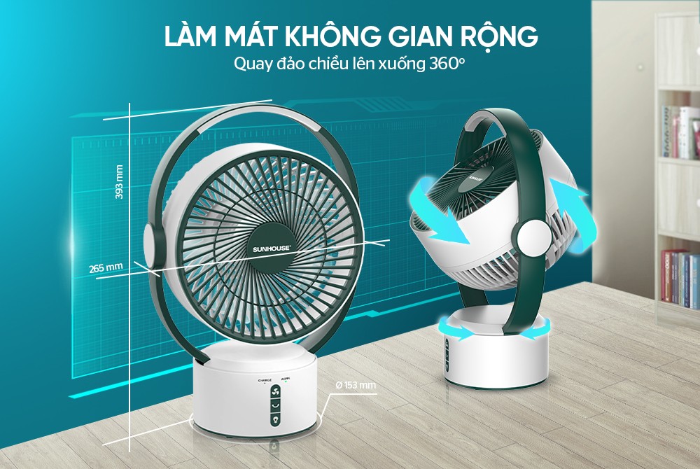 Quạt sạc (Quạt tích điện) SUNHOUSE SHD7116