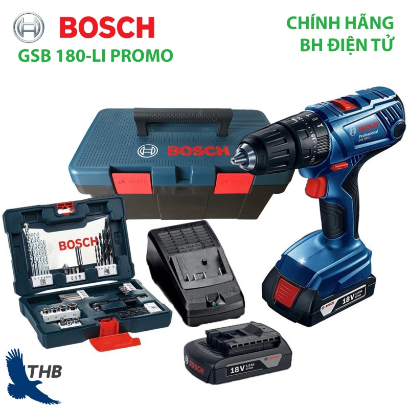 Máy khoan động lực dùng pin Máy khoan tường dùng Pin 18V Bosch GSB 180-LI PROMO Xuất xứ Malaysia Bảo hành điện tử 6 tháng