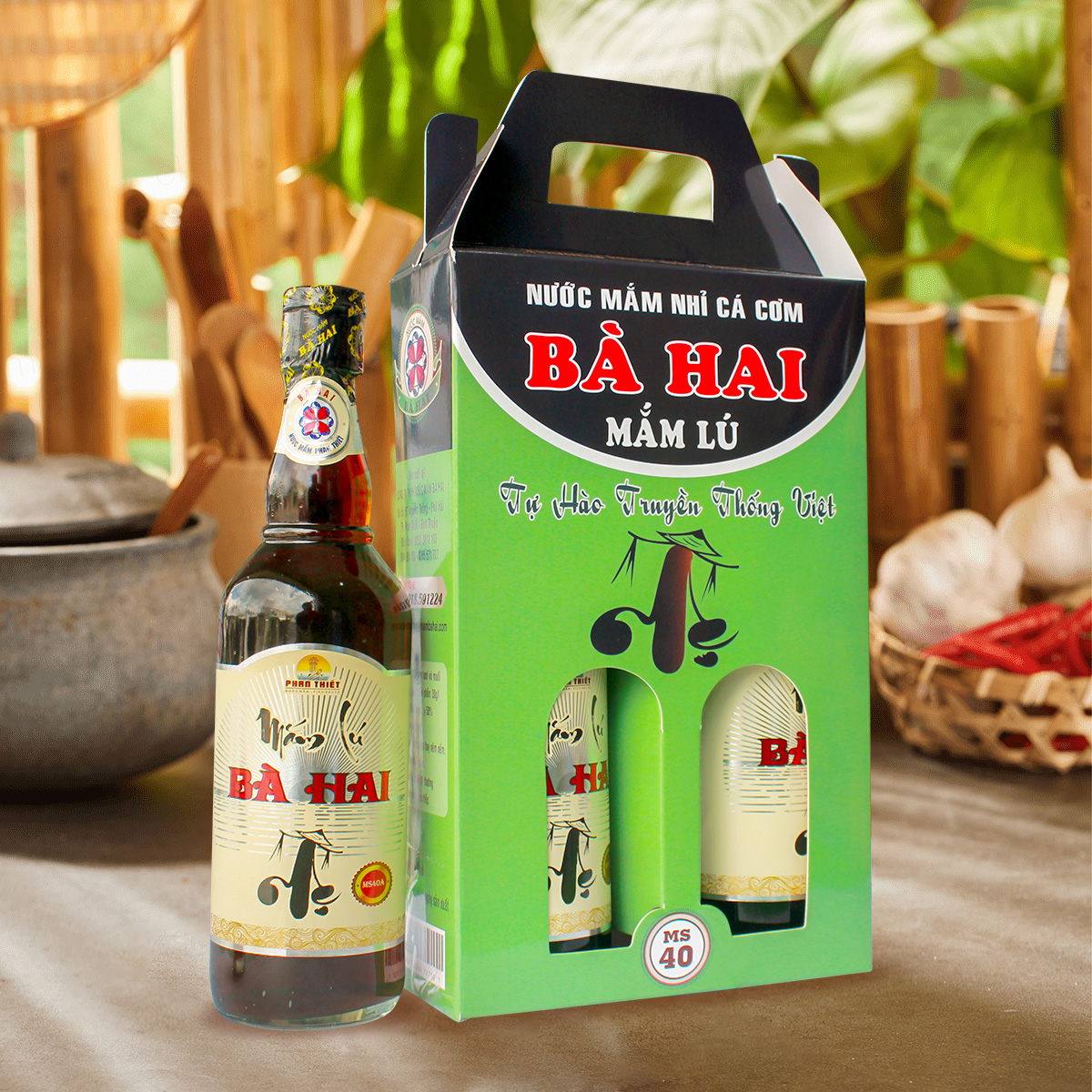 Xách Mắm Lú BÀ HAI PHAN THIẾT 2 chai Thủy tinh X 500ml