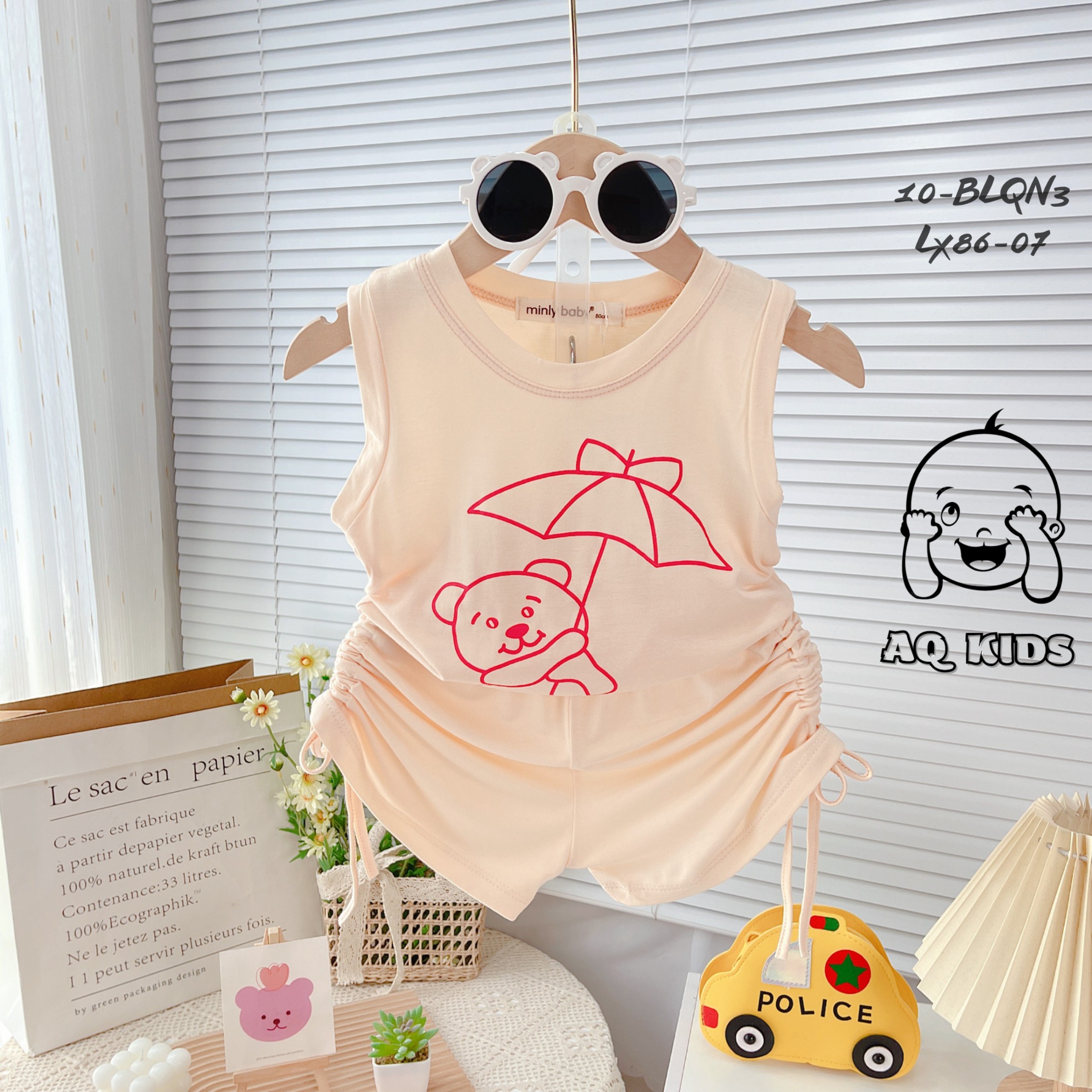 [BÉ 7-30kg] Bộ minky mom, Minly baby bé gái vải thun lạnh thoáng mát bộ ba lỗ quần nơ bé gái điệu đà Unibaby BLQN3 - BCQN4