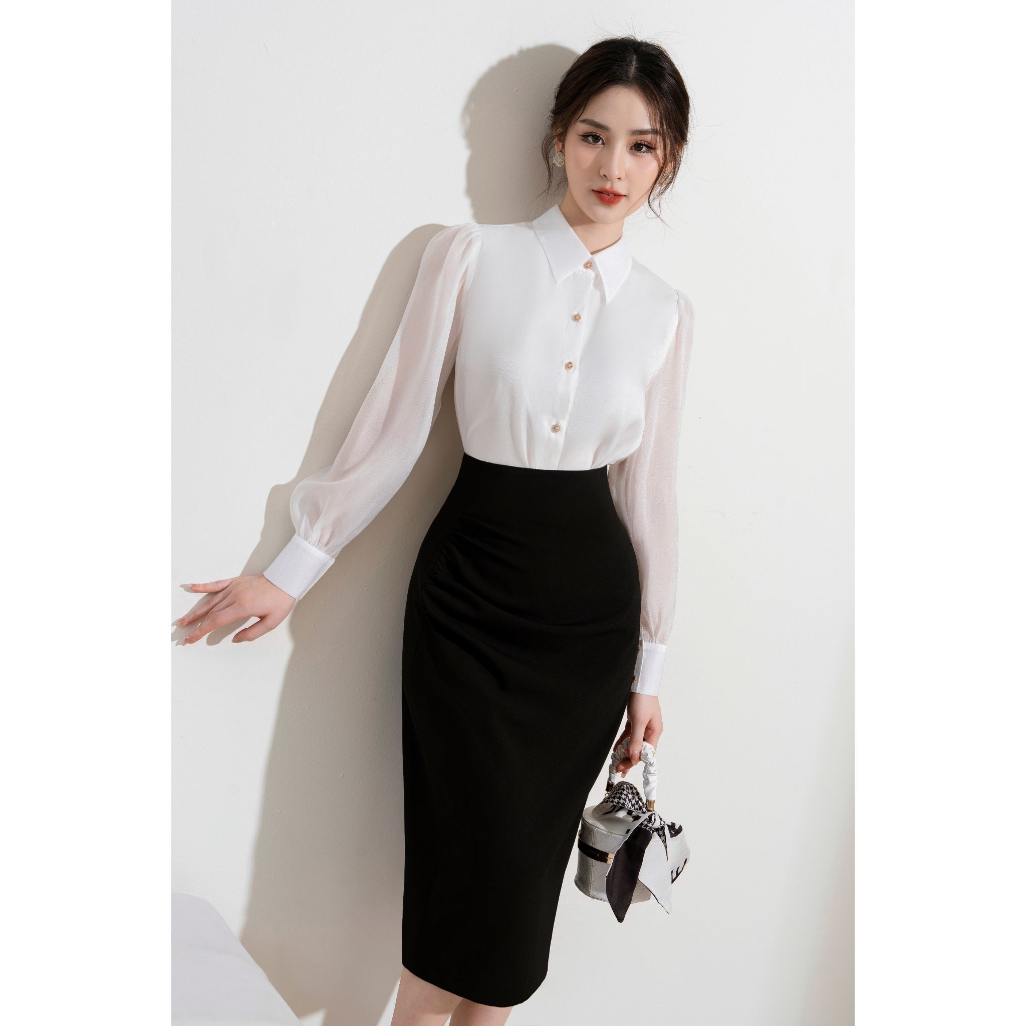 Chân váy cạp liền nhún sườn TIINSTORE CHD254