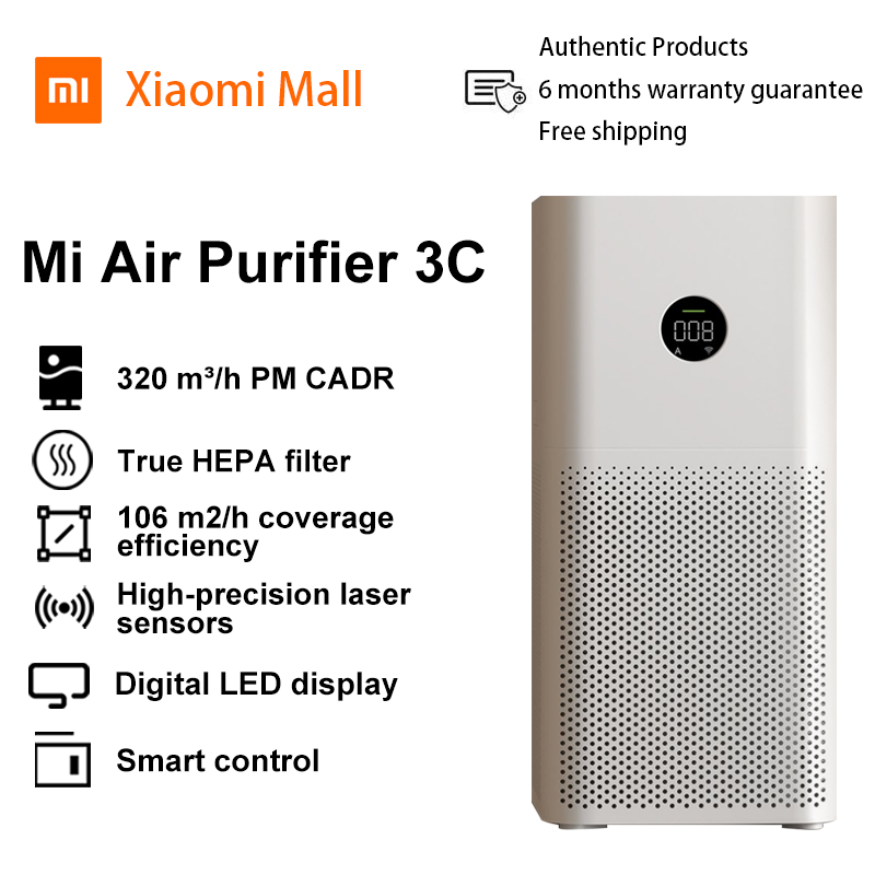 Xiaomi Mi Air Purifier 3C Smart Home Air Cleaner 320m3/h PM Touch Screen Dust PM2.5 Purifiers Air Fresher Global Version
