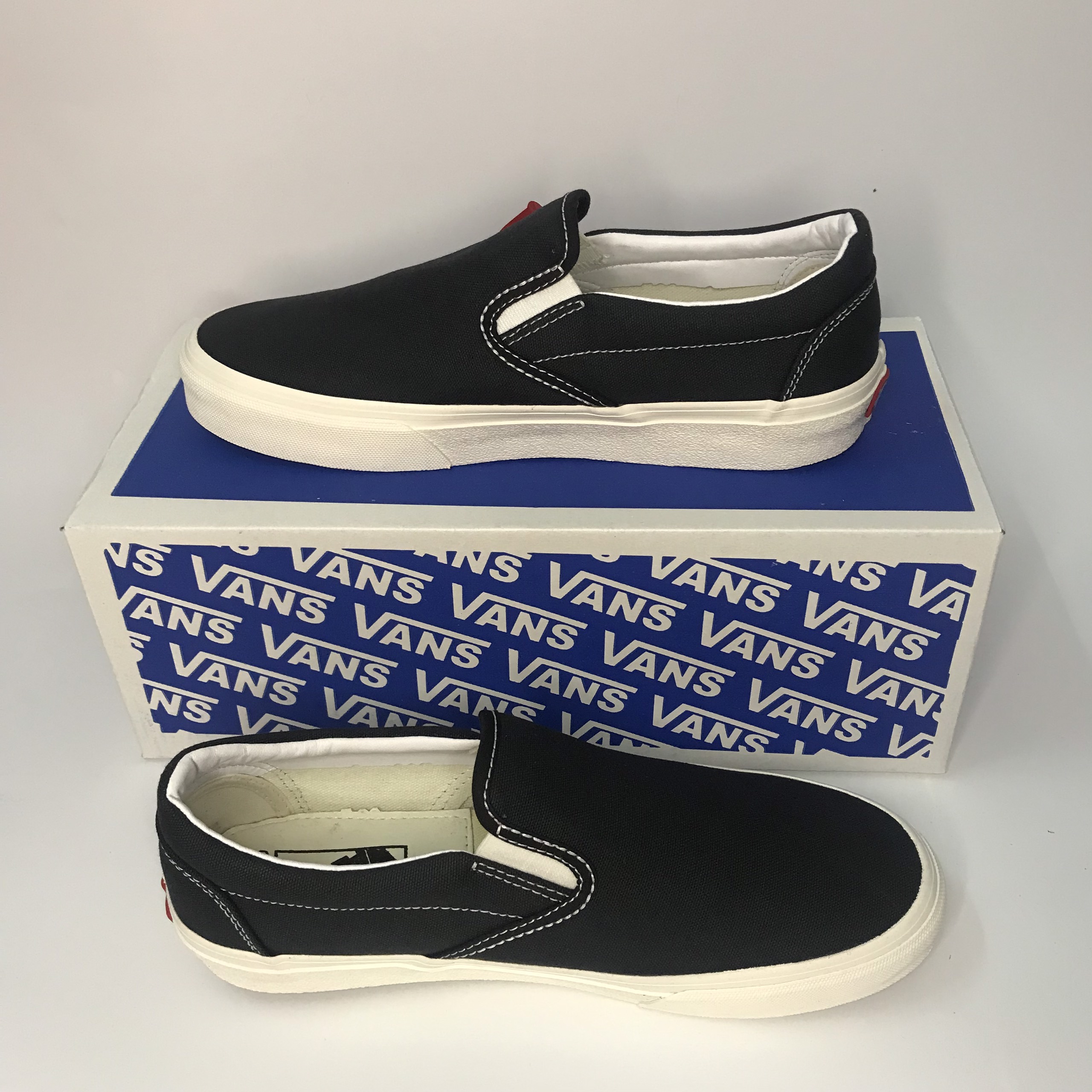 [Tặng Kèm Hộp + Vớ] Giày Lười Nam Xỏ Đen Vans Slip On Black White