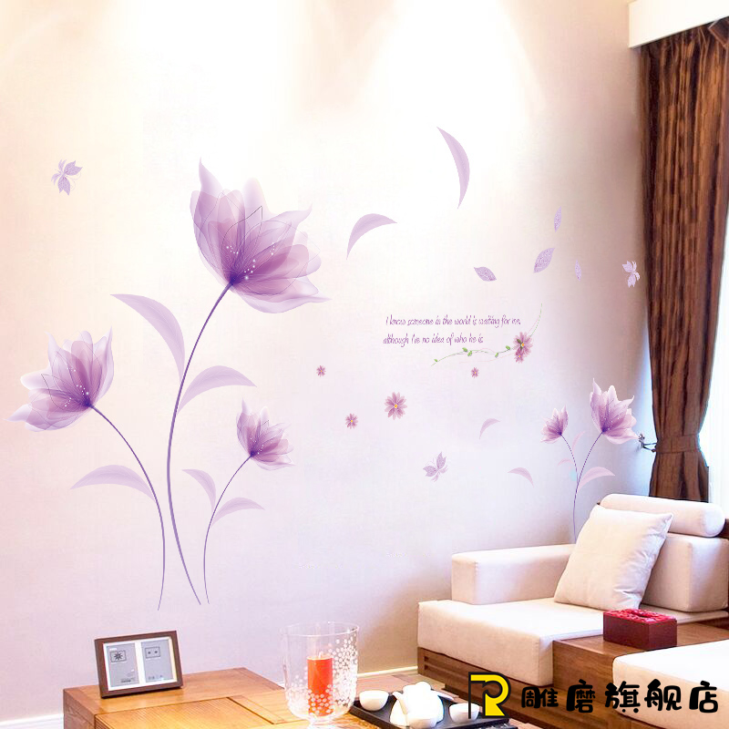 Decal dán tường pha lê tím 2