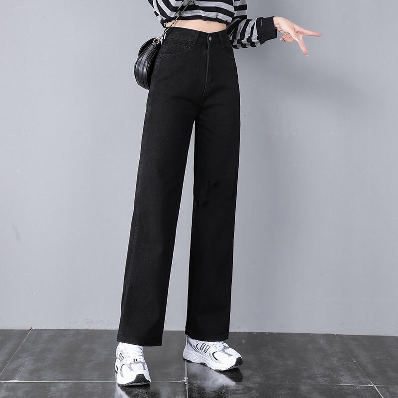 Quần jeans nữ ống rộng co giãn, quần jeans nữ ống suông: đen, xanh đậm, xám, xanh ngọc,xanh biển