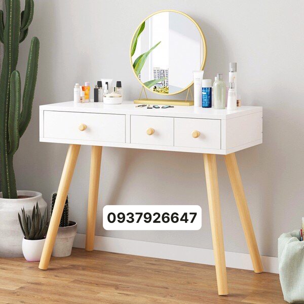 Bàn phấn bàn trang điểm mini chân gỗ
