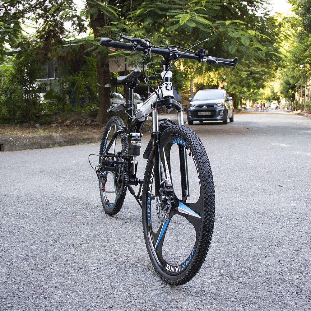 100kg heavy duty 24inch smart folding sport bike, 7 levels mechanical disc brake with hydraulic shock absorber