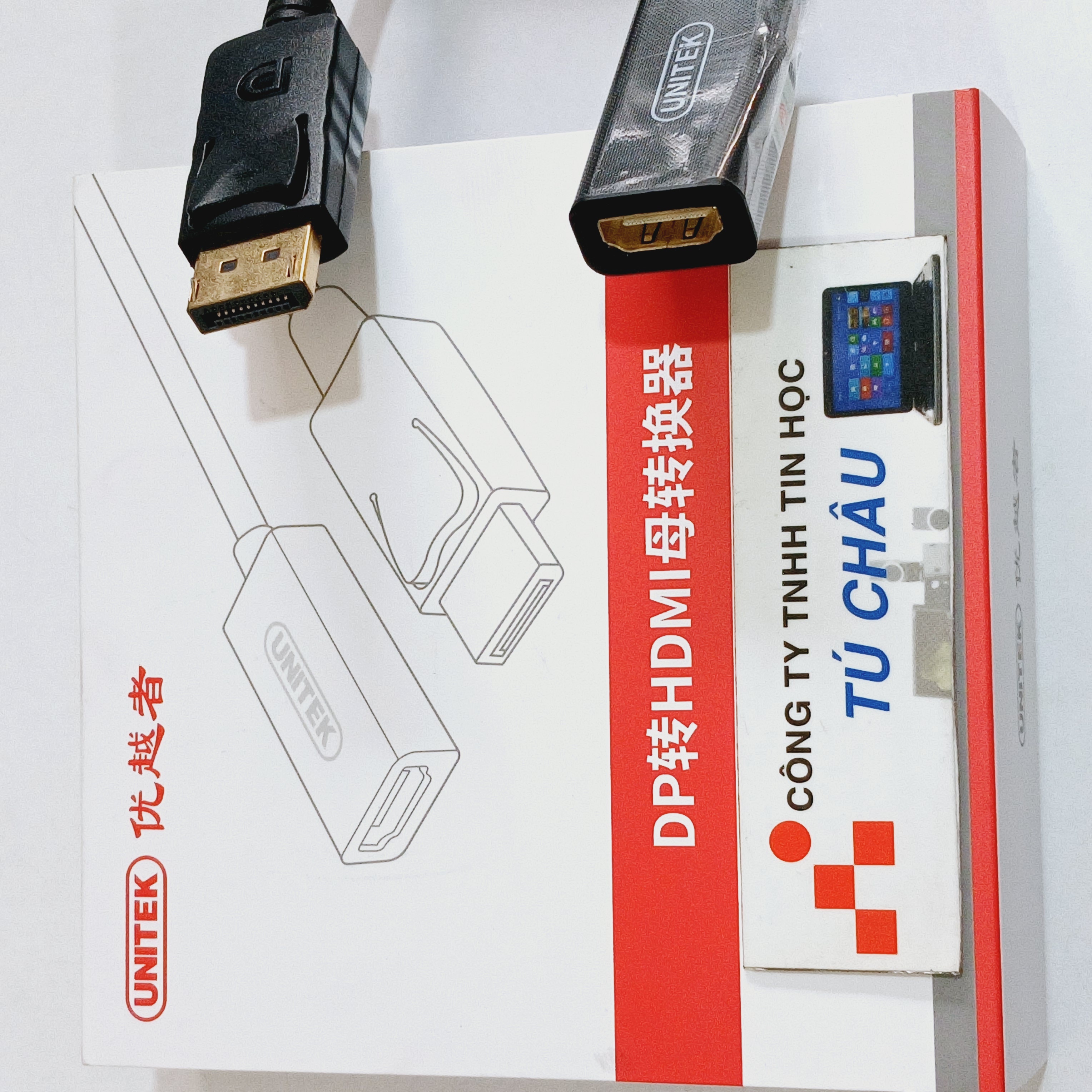 Cáp DisplayPort ra HDMI (DP to HDMI) / Cáp dài 20Cm (Hiệu: Unitek)