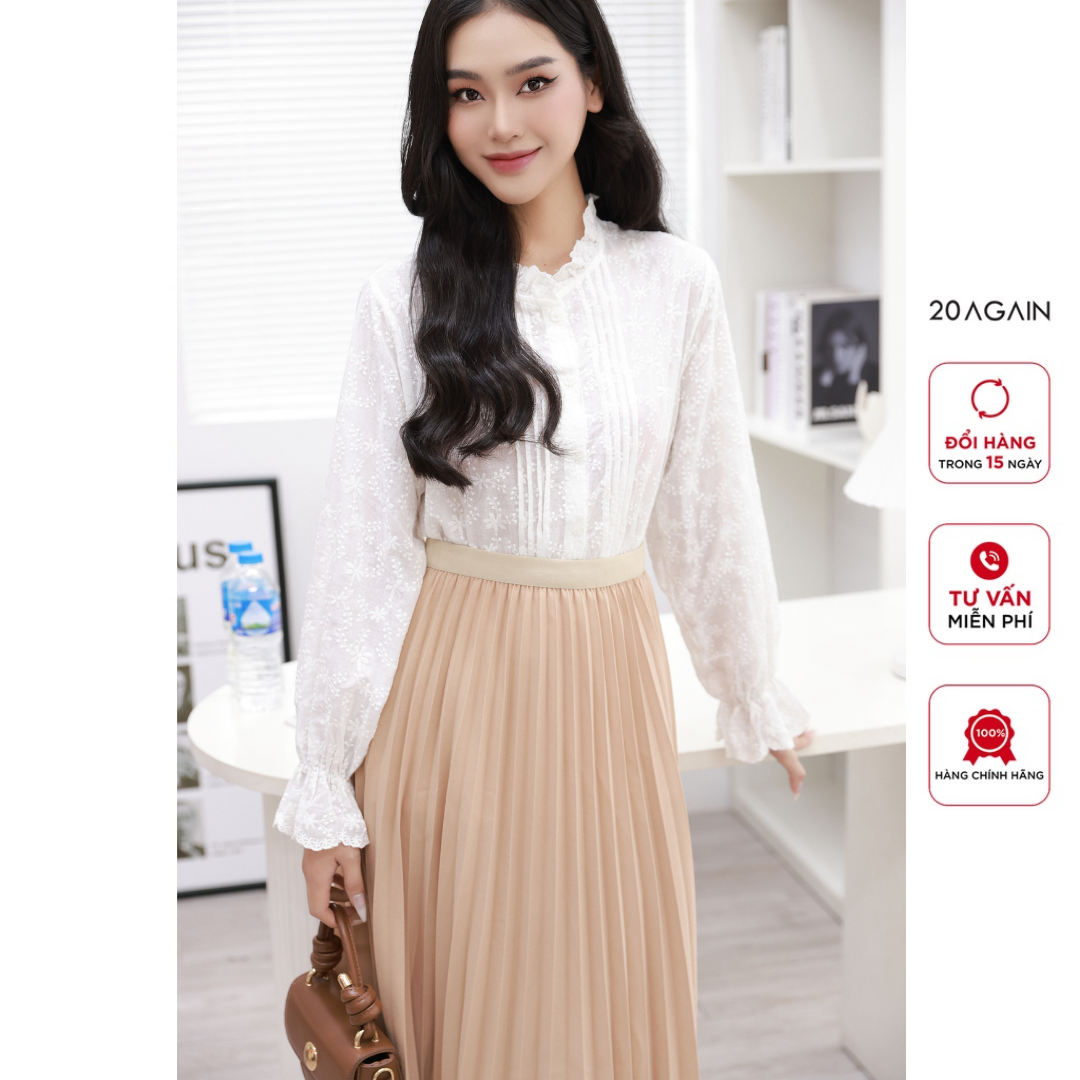 Chân váy xòe 20AGAIN, xếp ly thanh lịch basic JDW2530