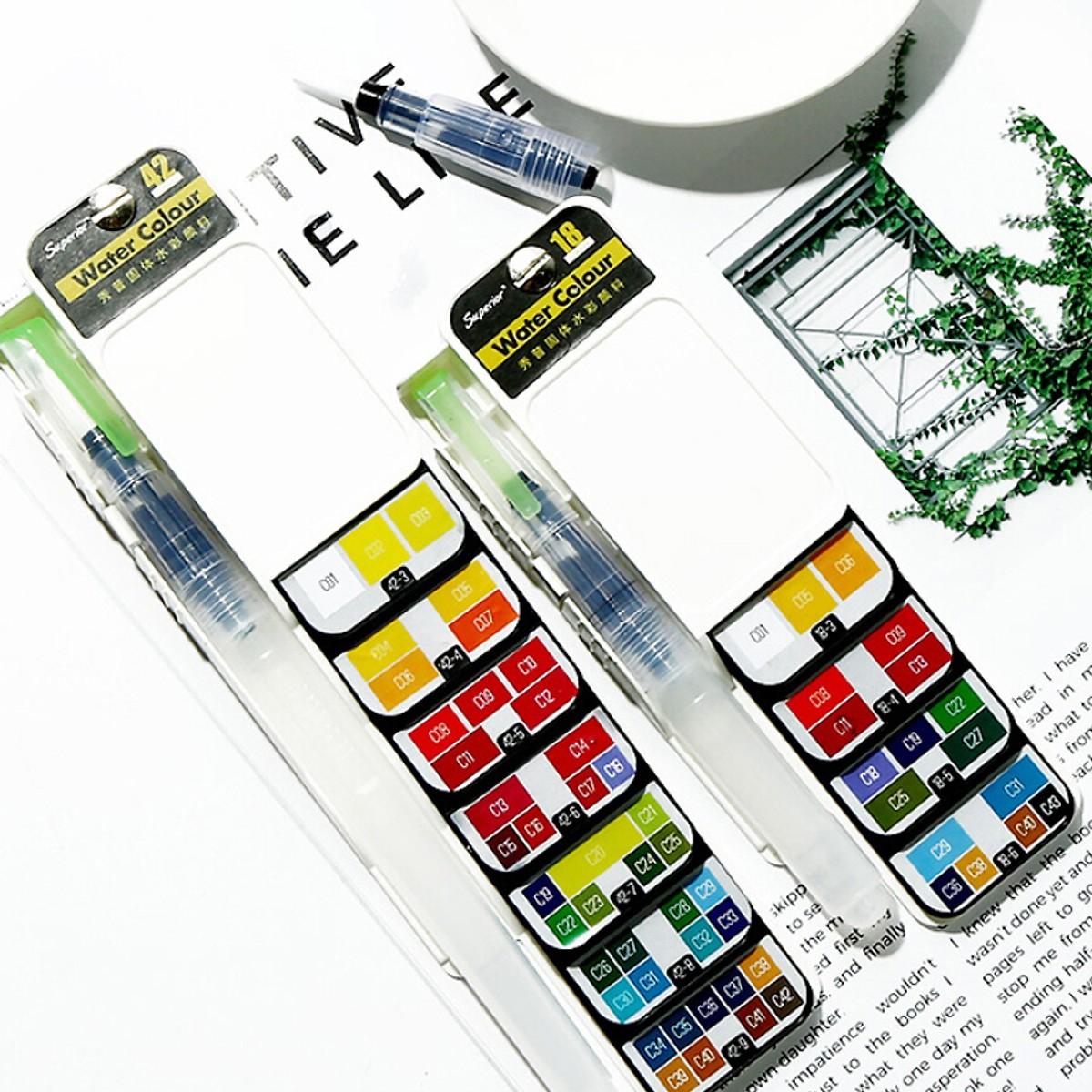 [HCM][RẺ VÔ ĐỊCH - TẶNG BÚT GEL TRẮNG SUPERIOR] MÀU NƯỚC SUPERIOR DẠNG THẺ QUẠT 18/25/33/42 (TẶNG KÈM CỌ NƯỚC)