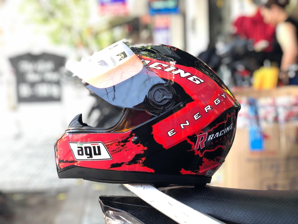 [HCM]Mũ bảo hiểm fullface AGU tem racing đỏ