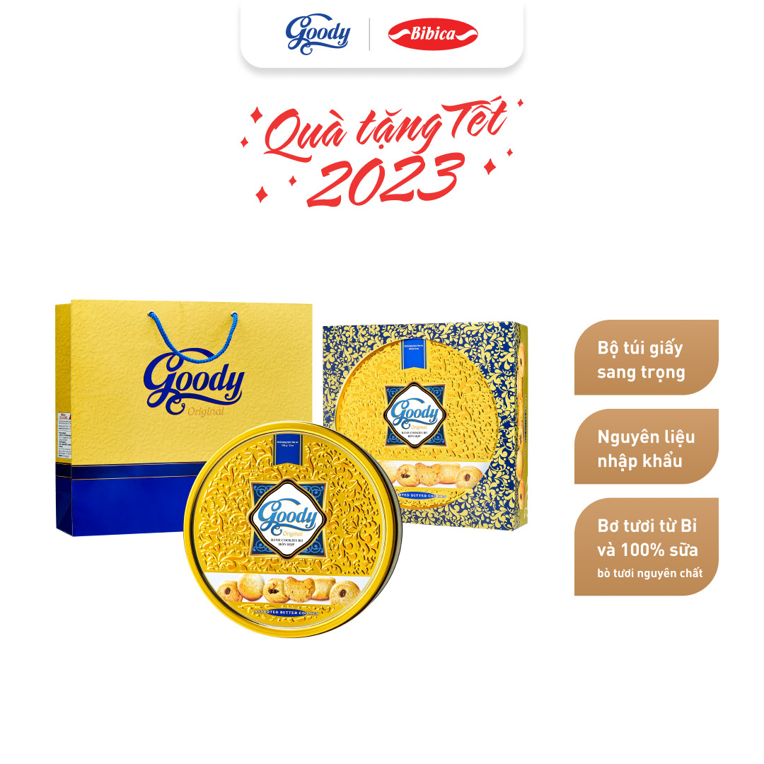 Bánh Cookies Goody cao cấp hộp thiếc 454g Bibica