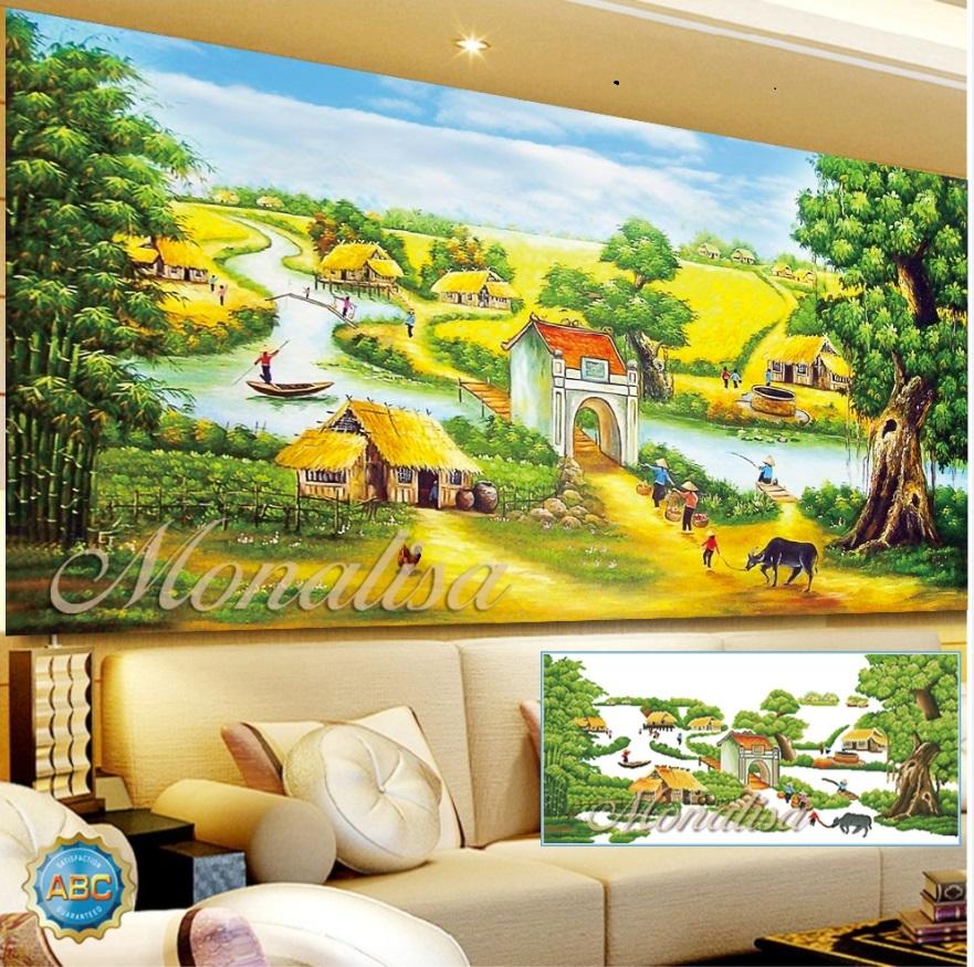 tranh thêu thành phẩm chữ thập 150x70cm đã thêu chưa khung