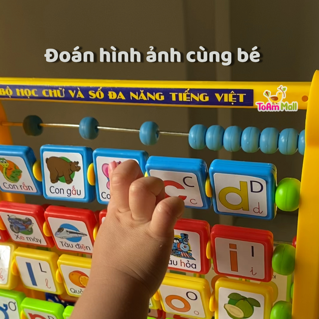 Gấu Con Chăm Học 8 in 1 - Kệ học chữ cái, chữ số đa năng - Bé chơi và nhận biết đồ vật, con vật, số đếm từ 1 tuổi qua hình ảnh