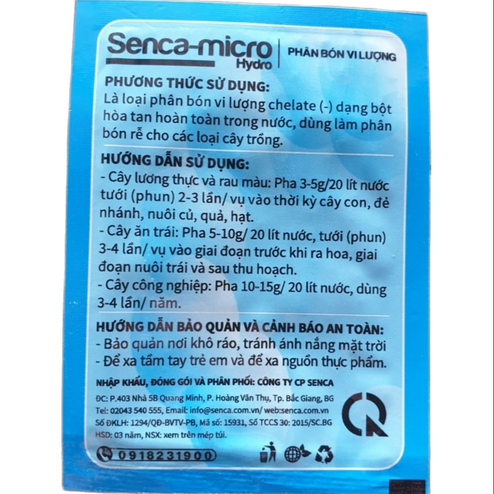 (Combo 10 gói)💎 Phân bón vi lượng Senca - micro hydro.. (2,5g) 🌱