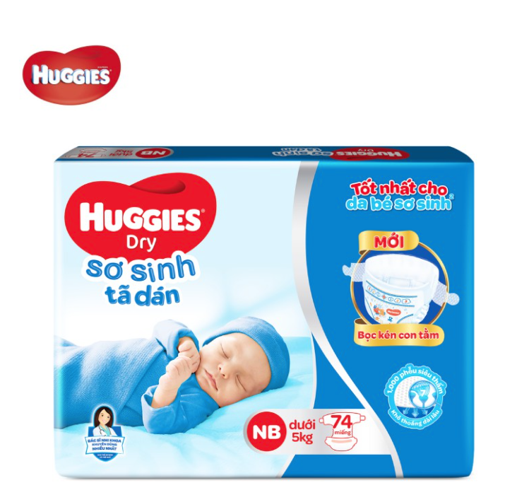 Tã Dán Sơ Sinh Huggies NB 74 Miếng