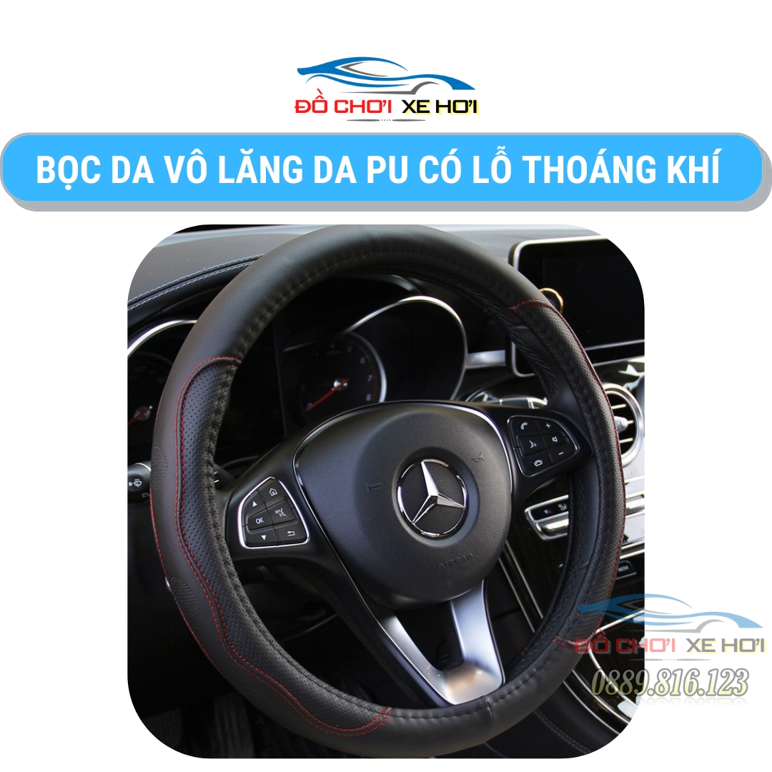 Bọc da vô lăng da PU có lỗ thoáng khí cao cấp