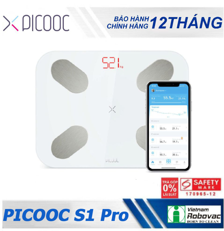 Cân sức khỏe thông minh PICOOC S1 Pro - Hàng chính hãng - Bảo hành 12 tháng - Kết nối Bluetooth với SmartPhone nhập khẩu