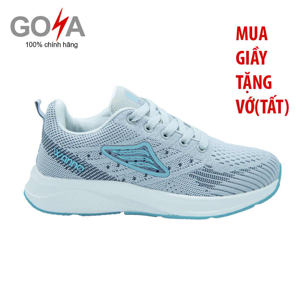 Giày Thể Thao Nữ Goya Wanno 221 màu Xám Xanh Form ôm chân, giày cực nhẹ