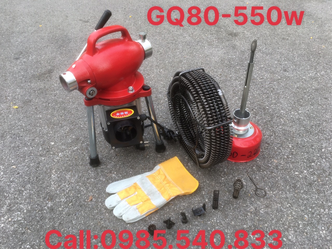 MÁY THÔNG CỐNG GQ80-550w (12M dây phi16 +4m phi8 + 6đầu thông + 1 đôi găng tay )