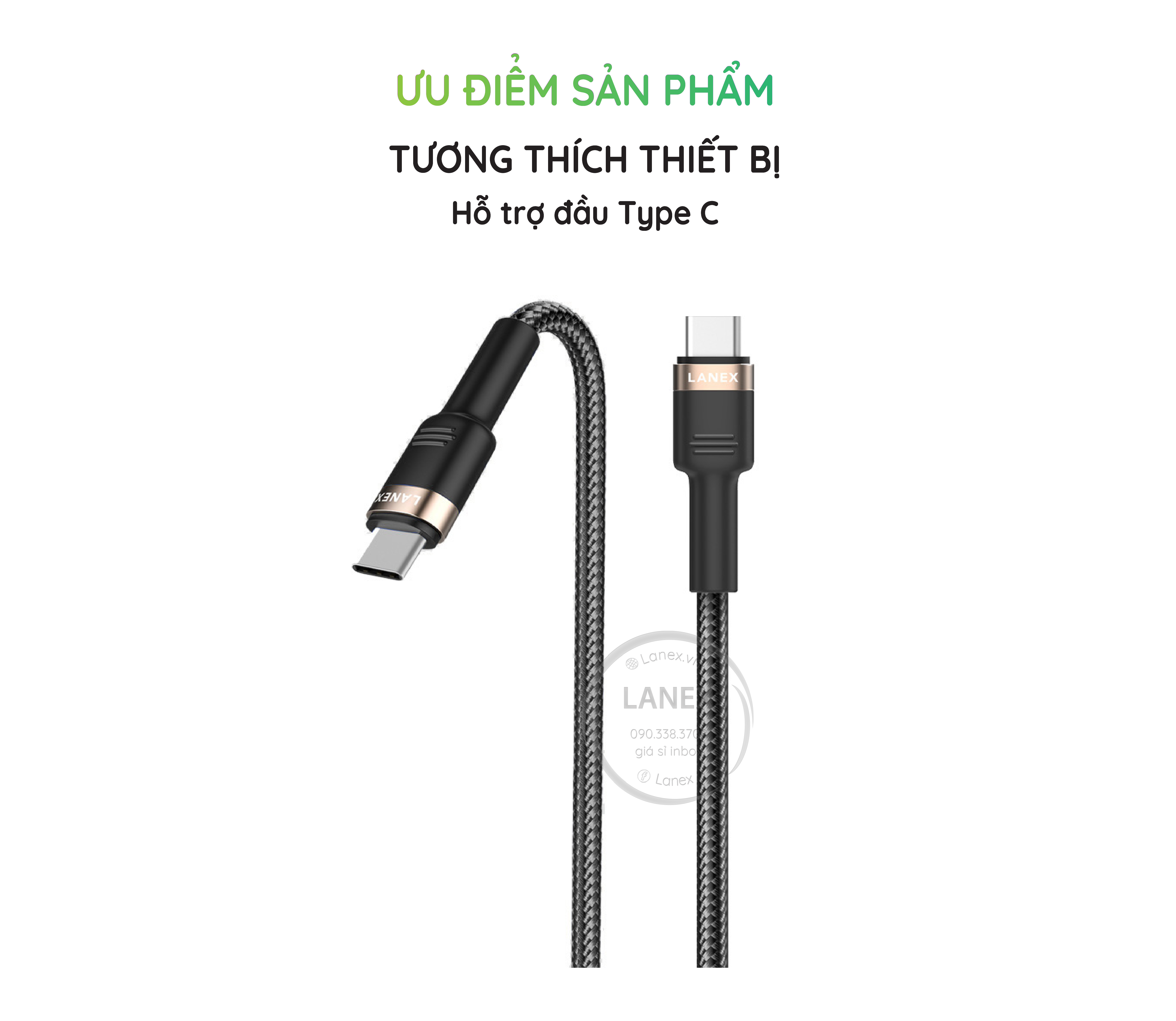 Cáp Sạc Nhanh Lanex Ltc - N17c Dây Dù Type C 3.0a Dài 1.5m