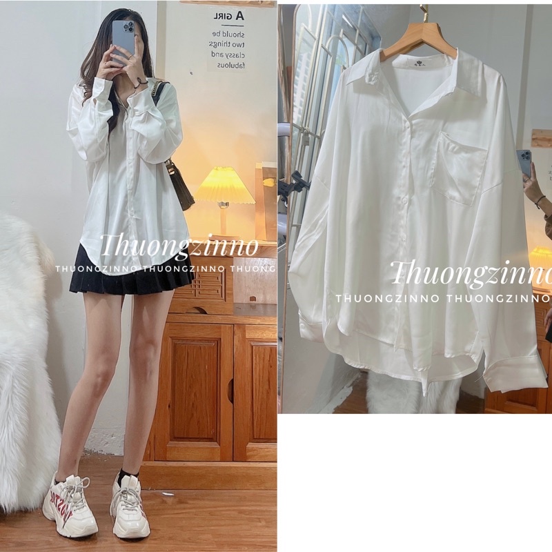[Ảnh Thật/Video]Áo Sơ Mi Trắng Basic Phối Được Nhiều Style Phong Cách Hàn Quốc
