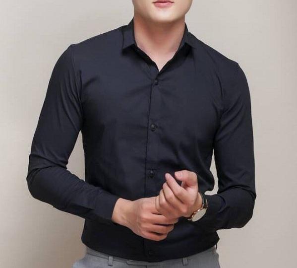 ÁO SƠ MI NAM DÀI TAY ĐEN HÀN QUỐC