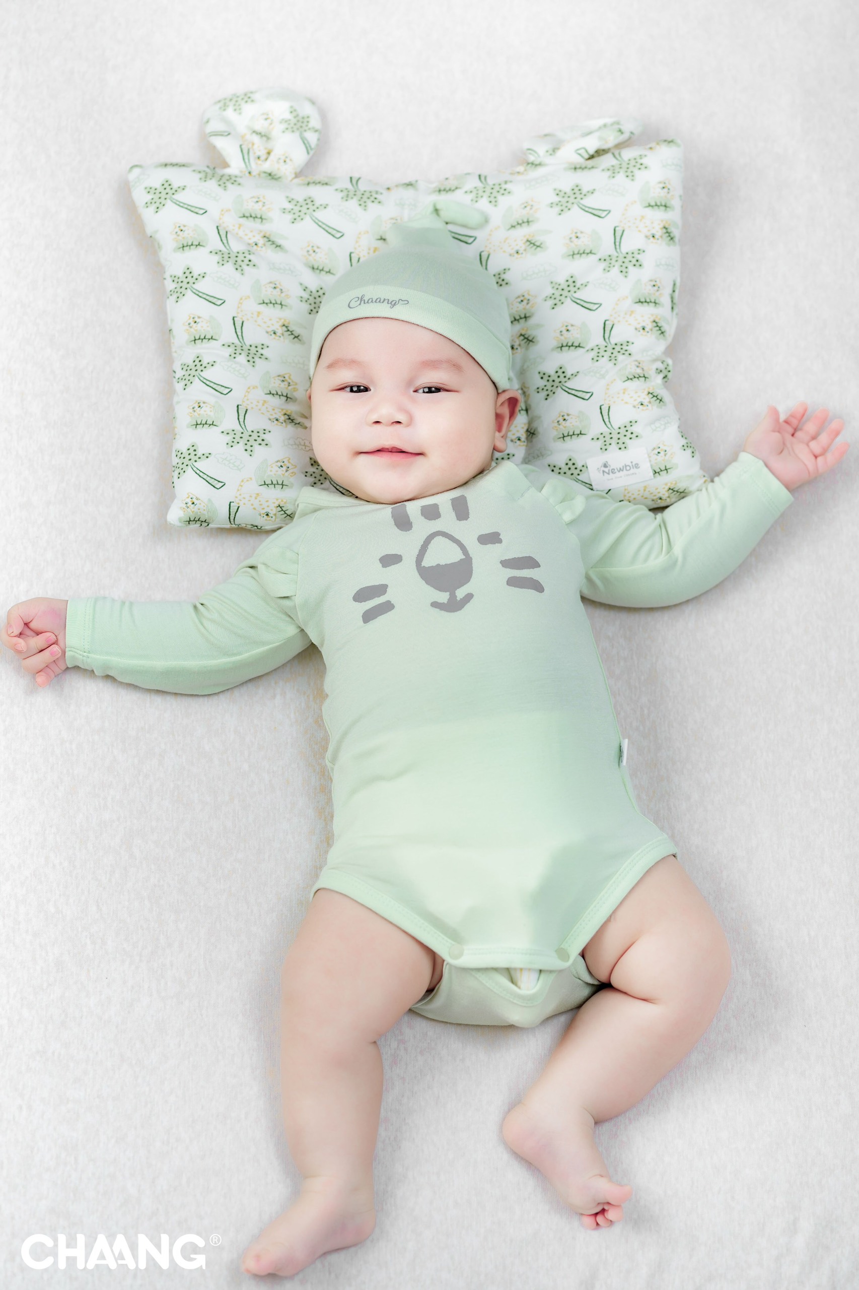 Chaang set mũ thóp cotton tiger cho bé sơ sinh