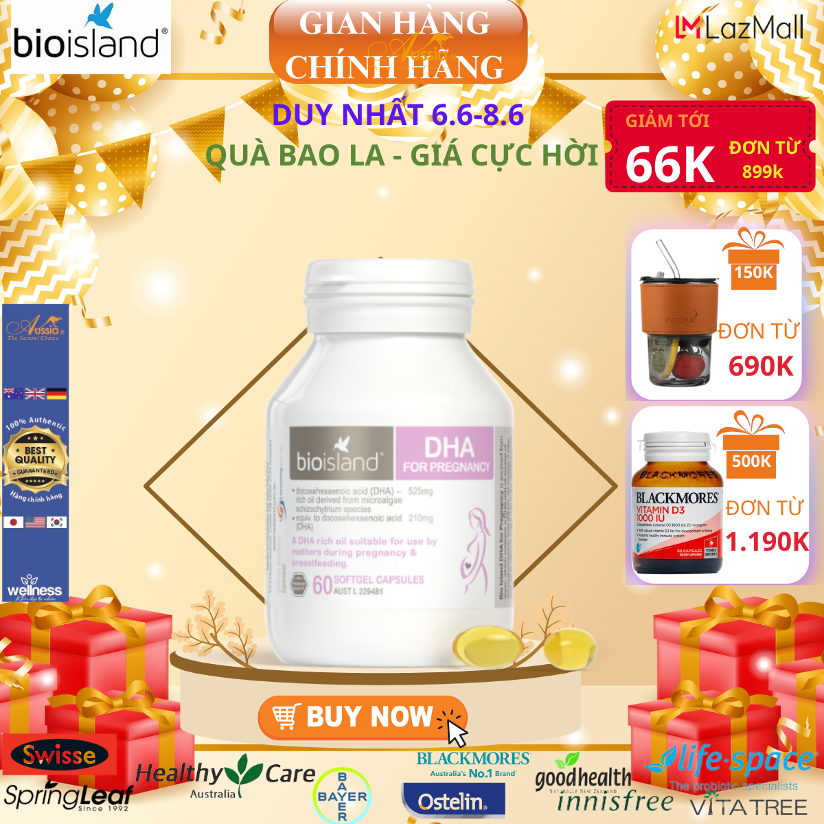 Vitamin Dha Bio Island Cho Bà Bầu 60 Viên