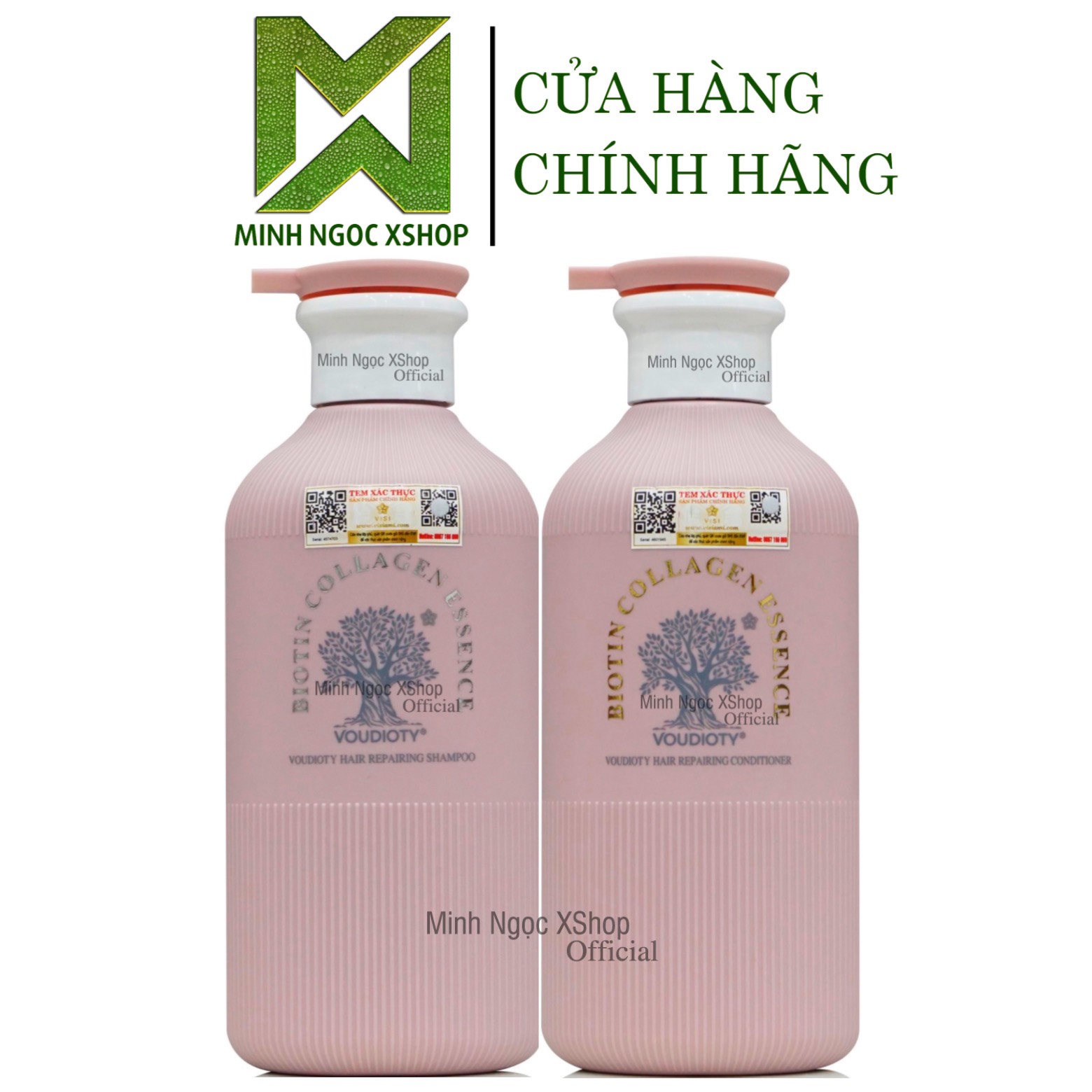 Dầu gội xả phục hồi hương nước hoa Biotin Collagen Voudioty Pink 500ML