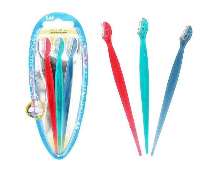 Set 3 dao cạo lông mày cán dài cho nữ KAI Hàng Nội Địa Nhật