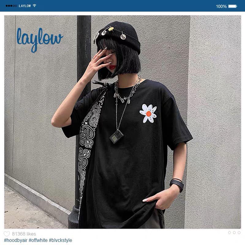 [YoloBoutique] ÁO THUN HOA CÚC V3 UNISEX (ĐEN)