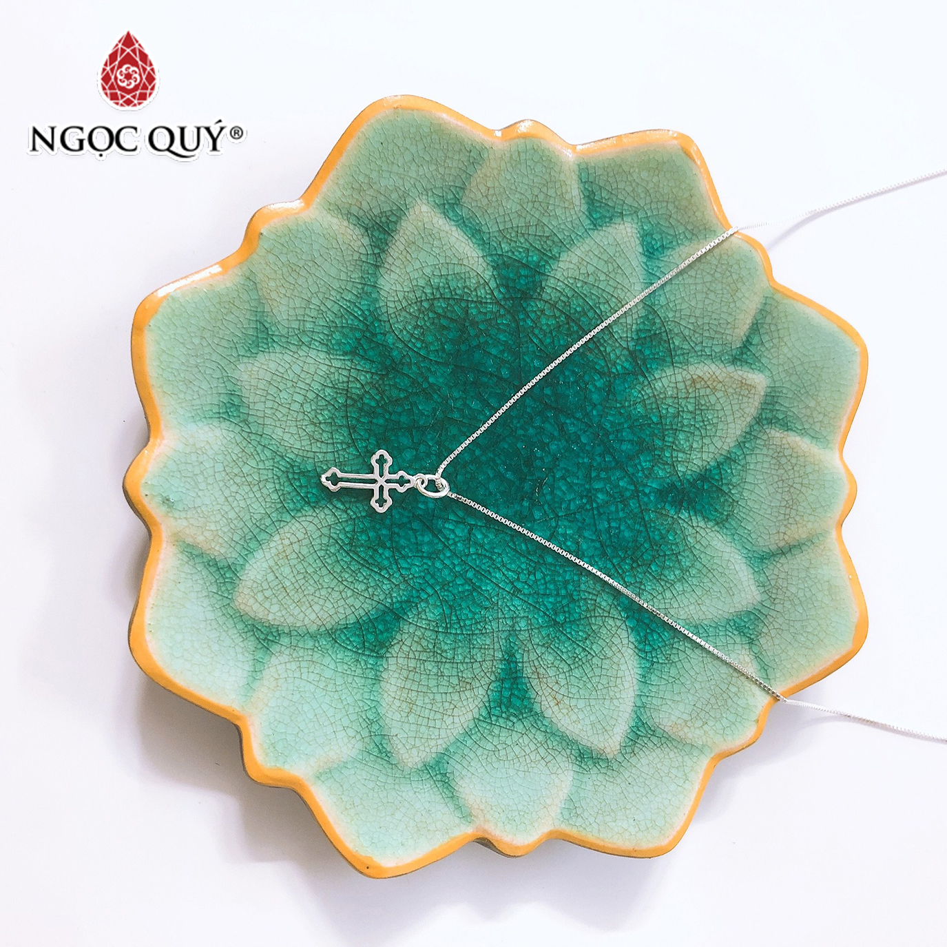 Dây chuyền bạc mặt thánh giá - Ngọc Qúy Gemstones