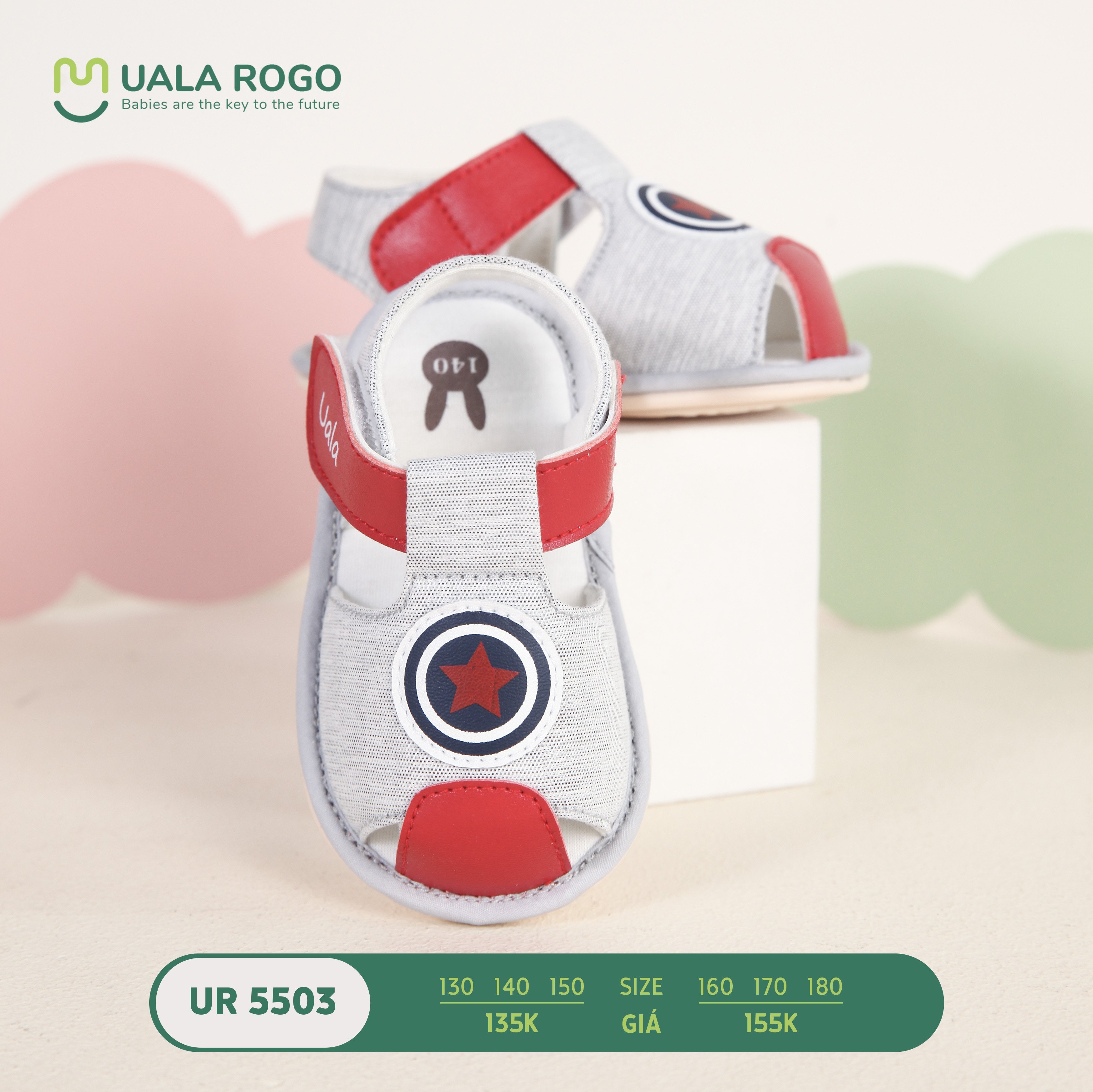 UALA ROGO-Giày tập đi hình ngôi sao chuẩn y khoa đế cao su non chống trơn trượt bé trai bé gái siêu mềm nhẹ