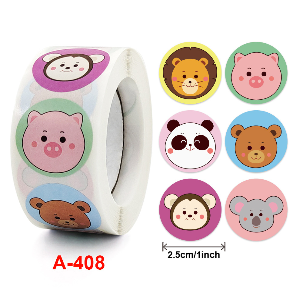 Cuộn 500 tem Sticker Hình thú dễ thương cho bé  - 2.5cm