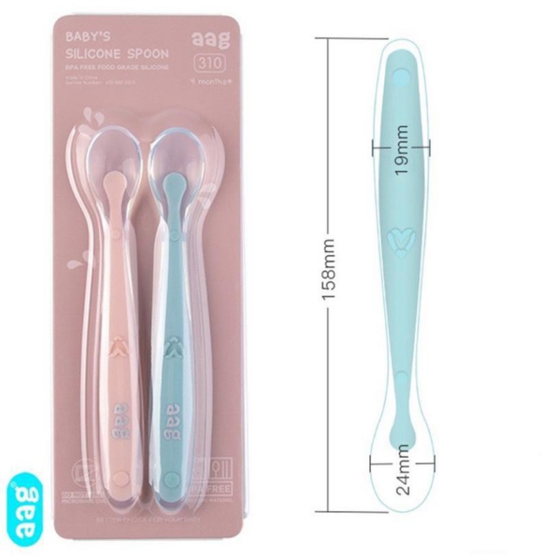 Thìa Ăn Dặm Silicon AAG, An Toàn Cho Bé (Tách Set Vỉ 2 Cái)