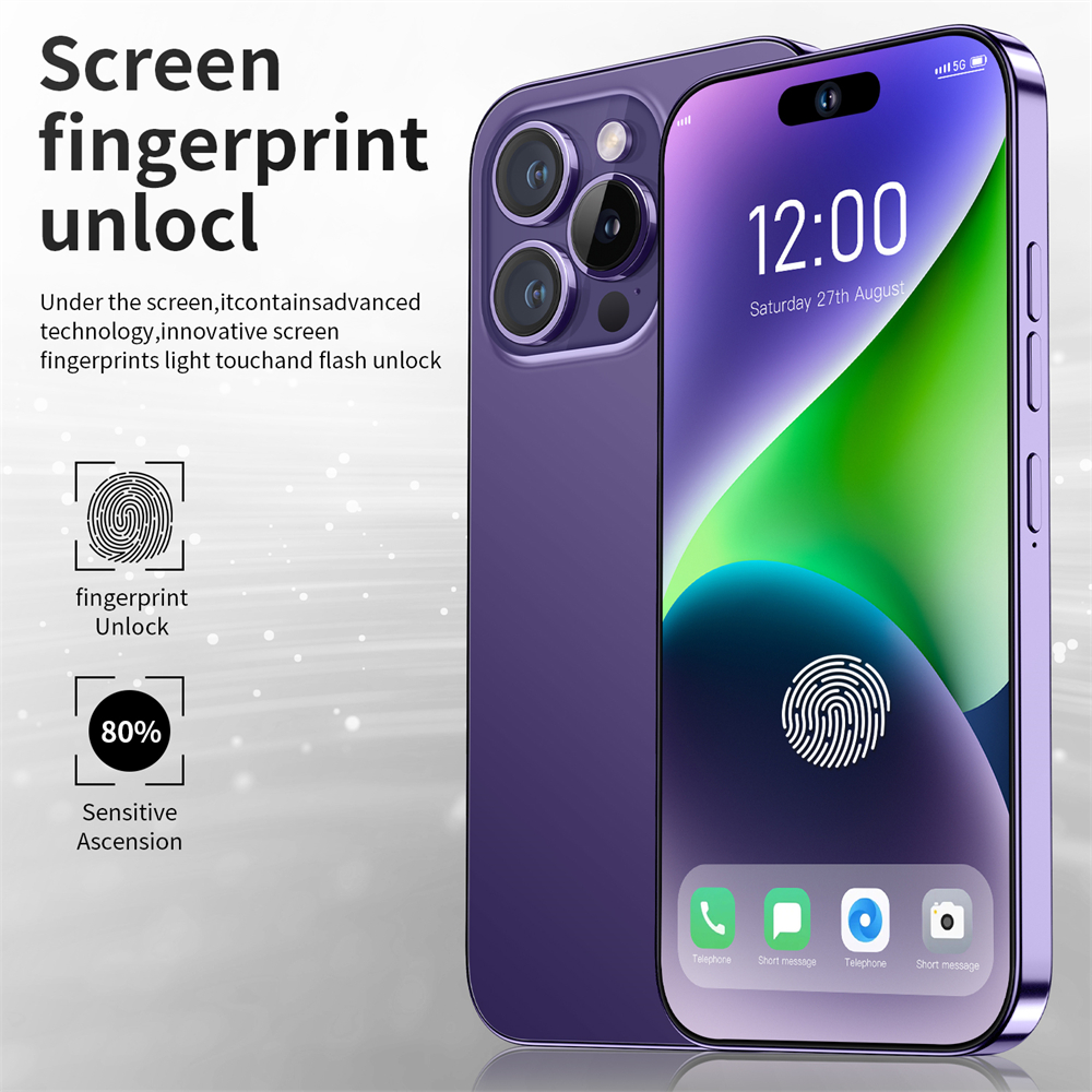 Mới 14 Pro Max Mở Khóa Vân Tay Điện Thoại Thông Minh Toàn Màn Hình 6.7 Inch Nhận Diện Khuôn Mặt Điện Thoại 4G/5G 6800MAh Điện Thoại Phiên Bản Toàn Cầu