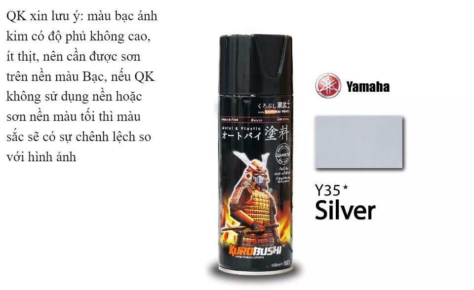 Sơn xịt Samurai Màu Bạc Silver Y35