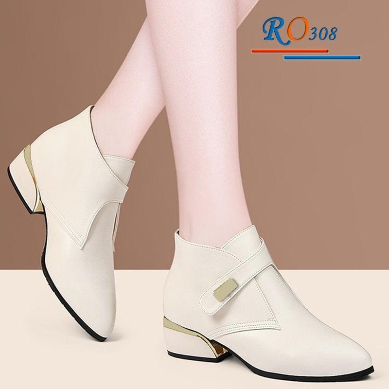 Giày bốt nữ 4cm cổ thấp hàng hiệu Rosata boot nữ RO308
