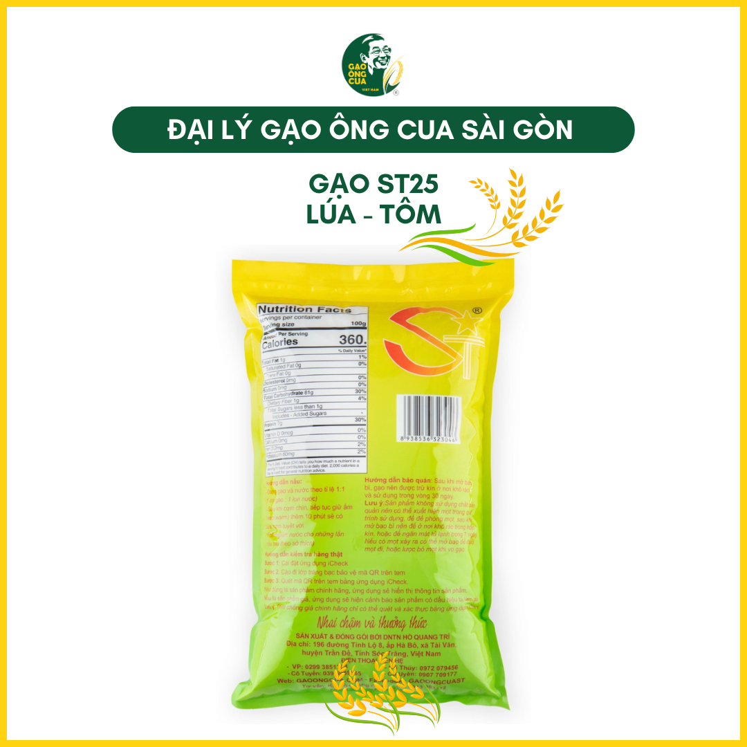 GẠO ÔNG CUA ST25 LÚA TÔM_Túi 5kg