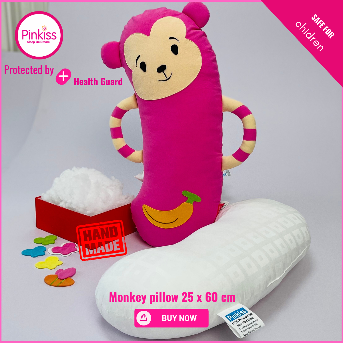 Gối ôm PINKISS khỉ 25x60cm