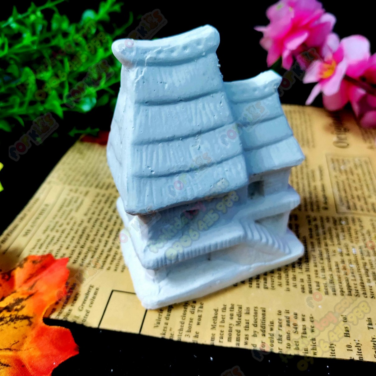 Coloring statue, small house, size M, gypsum statue, sculpture