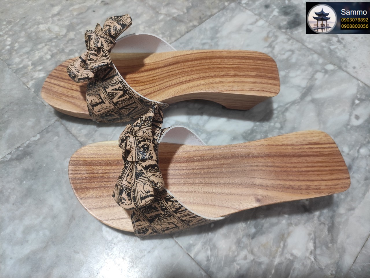 Guốc Gỗ Đế Vuông Cao 7 phân