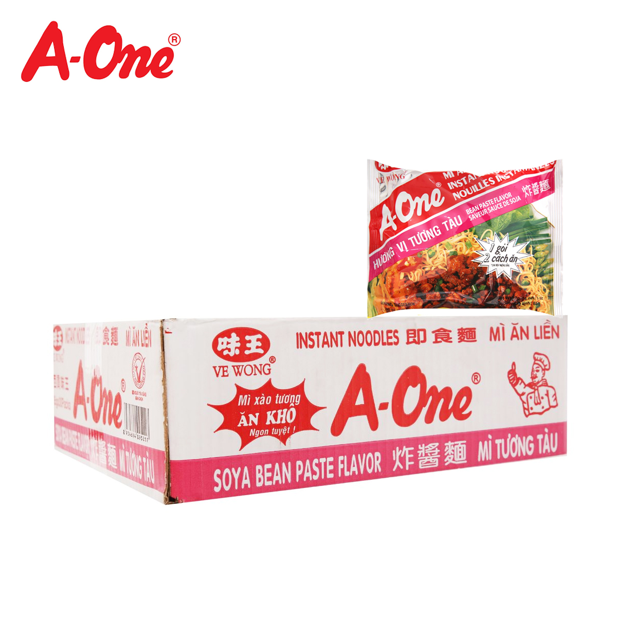 Thùng 30 gói mì trộn tương tàu soya bean paste flavor instant noodles a-one